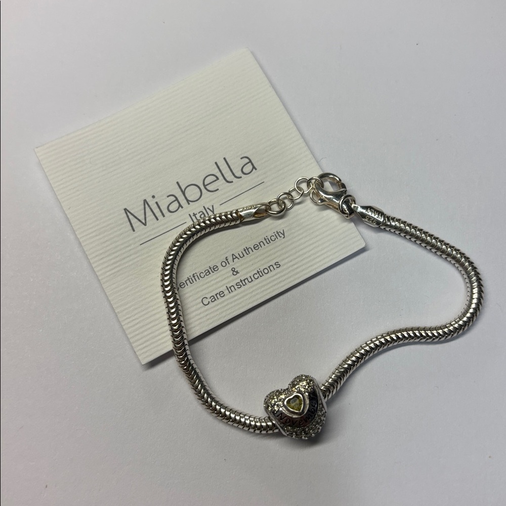 Miabella Silver Bracelet with November Birthstone Charm
